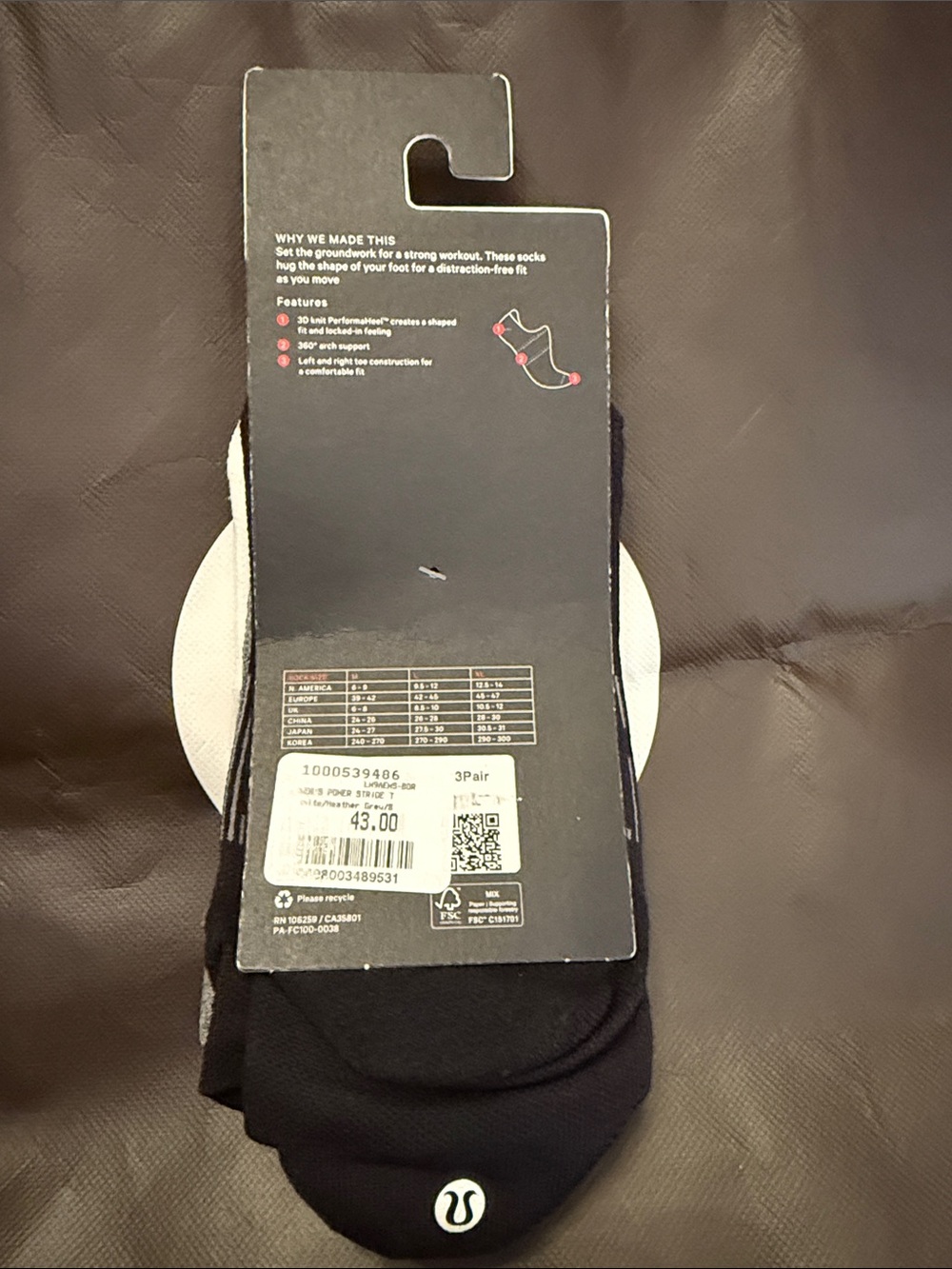 Lululemon Unisex 3 Pack Training Socks - Picture 3 of 6